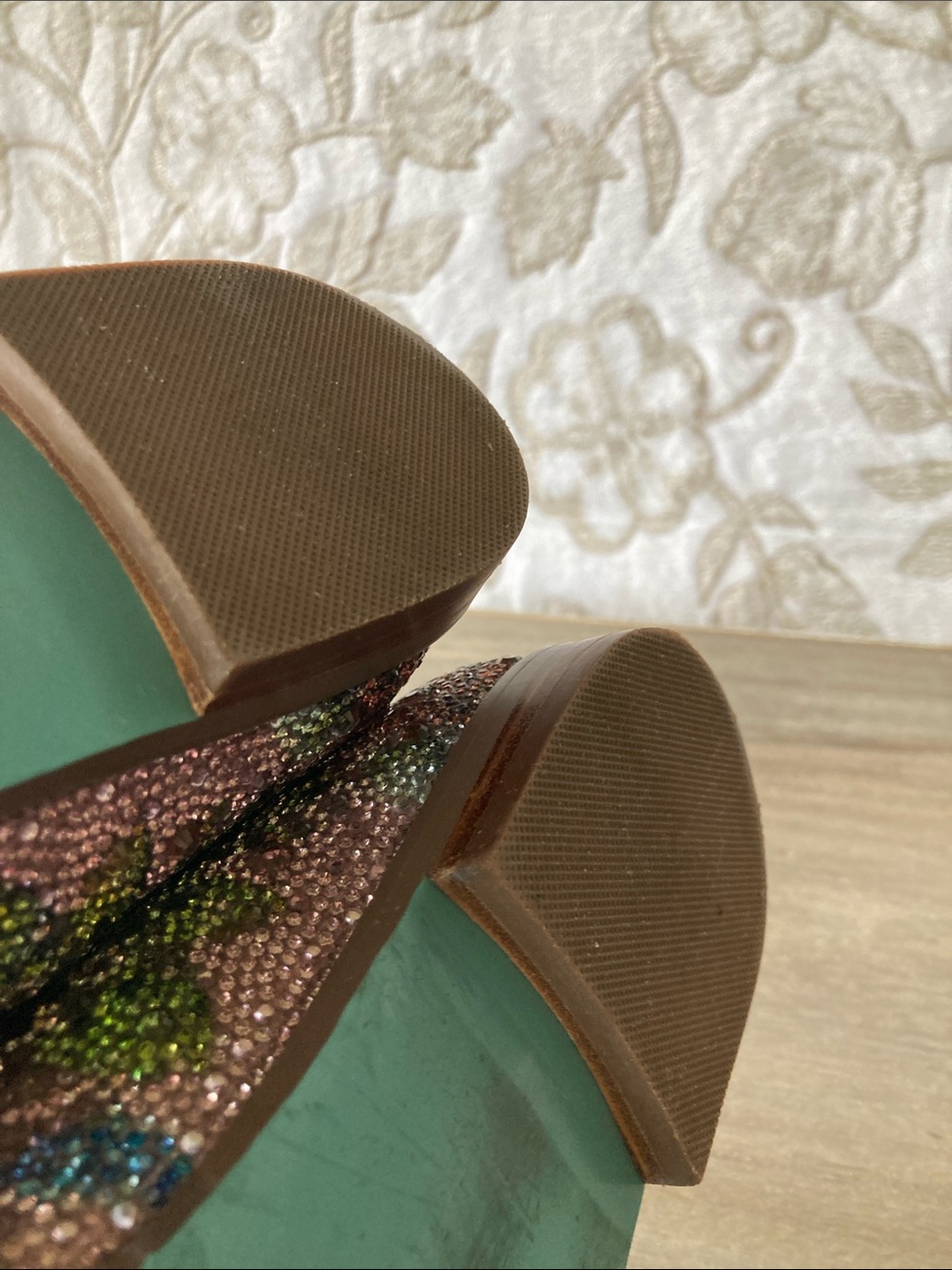 Betsey Johnson Aron Floral Shimmer Rhinestone Embellished Penny Loafers 8.5 - Picture 14 of 14